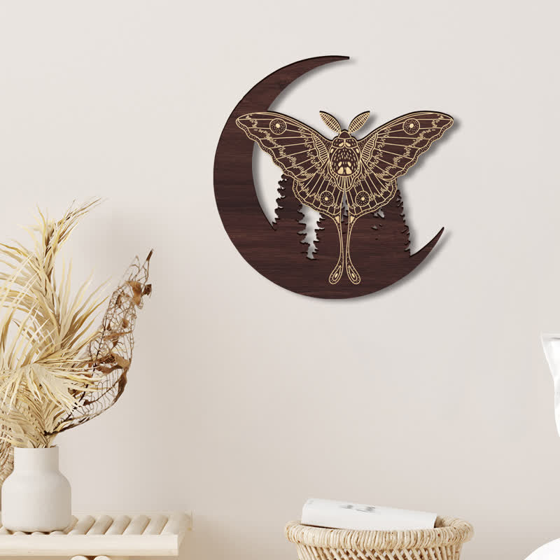 Décoration murale en bois de papillon croissant de lune Olivenorma