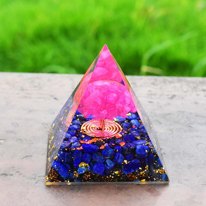 Pyramide d'orgone en cristal rose Lapis Lazuli Olivenorma