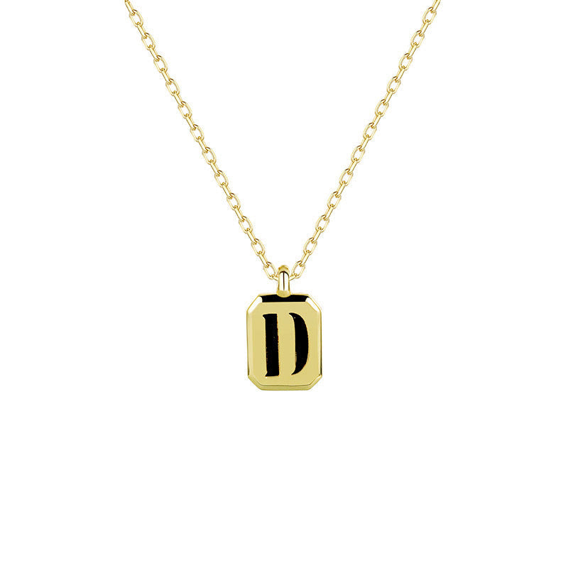 Collier Initiale Personnalisable en Or Olivenorma - Obsidienne - D - image 7