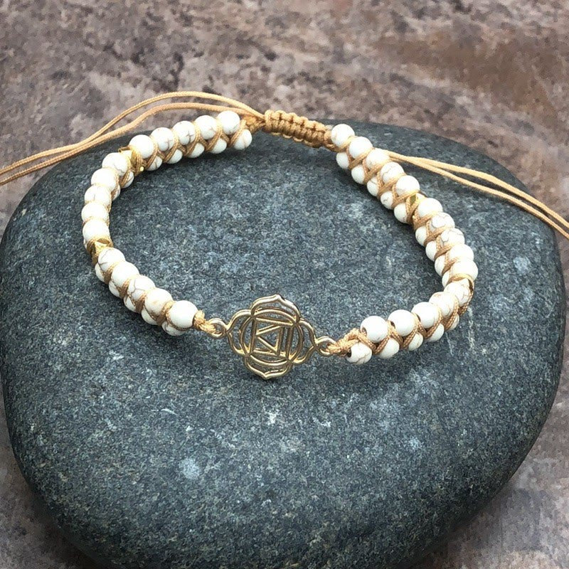 Bracelet enroulé double tressé en turquoise et blanc Olivenorma