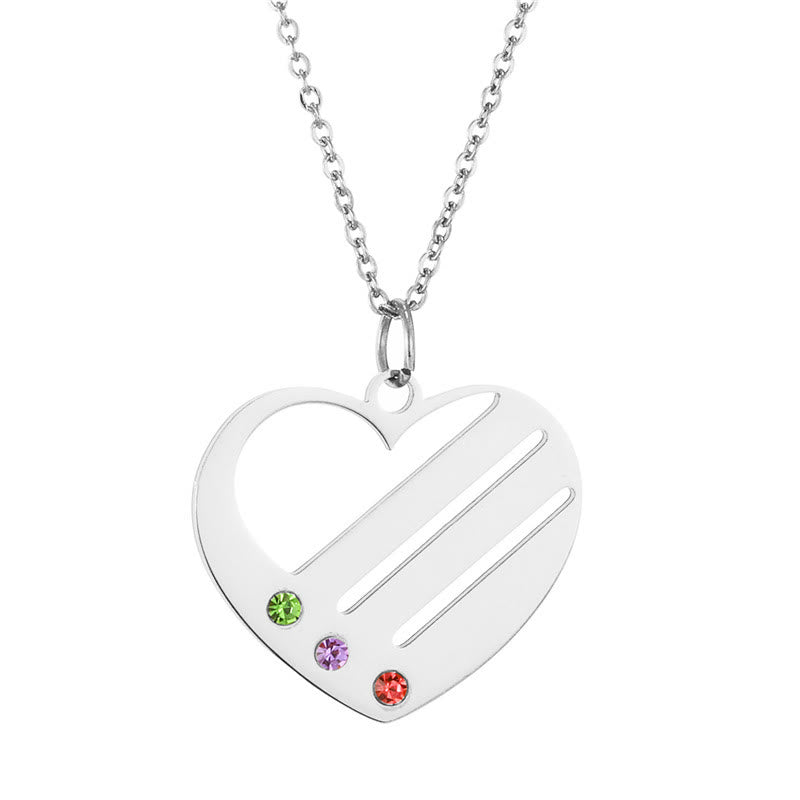 Collier avec pendentif en forme de cœur et pierre de naissance en diamant découpé Olivenorma