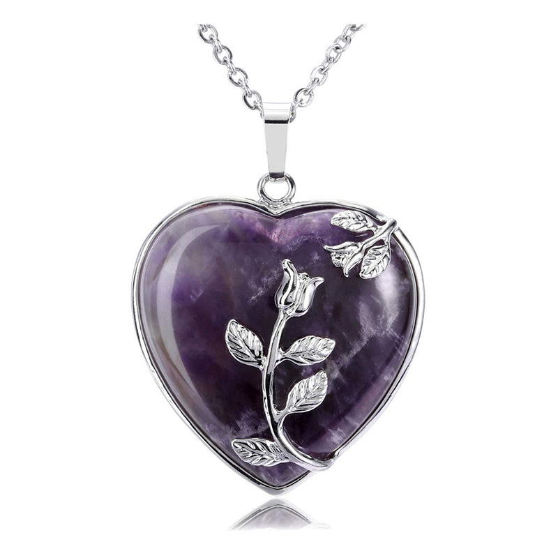 Collier en pierres précieuses en forme de rose en forme de cœur Olivenorma