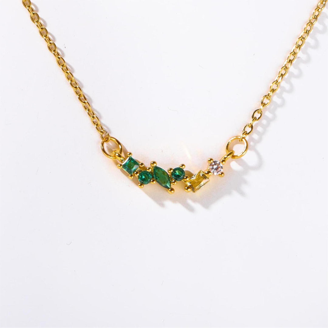 Collier avec pendentif en perles et pierres de naissance multiples Olivenorma plaqué or et cuivre 