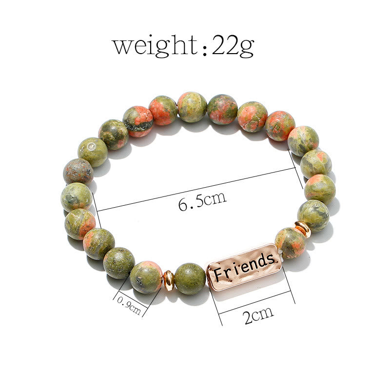 Ensemble de 3 bracelets gravés Olivenorma Natural Gemstone Best Friend Forever 