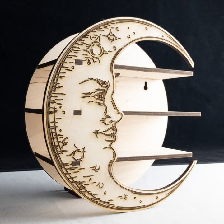Etagère en cristal en bois avec visage en croissant de lune Olivenorma