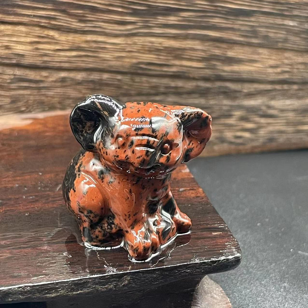 Olivenorma 1,2 pouces sculpté mignon koala figurine décoration en pierre précieuse