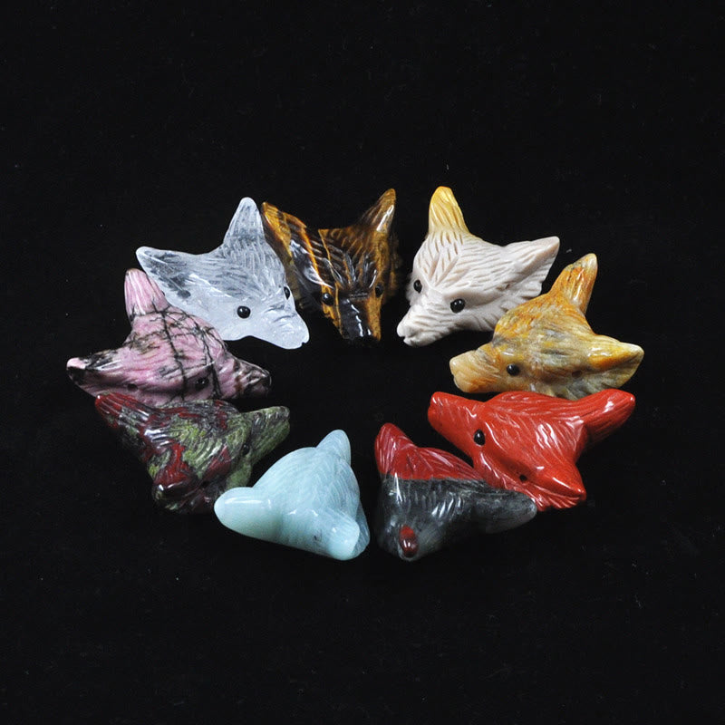 Tête de loup sculptée en cristal naturel Olivenorma, accessoire de décoration en pierres précieuses