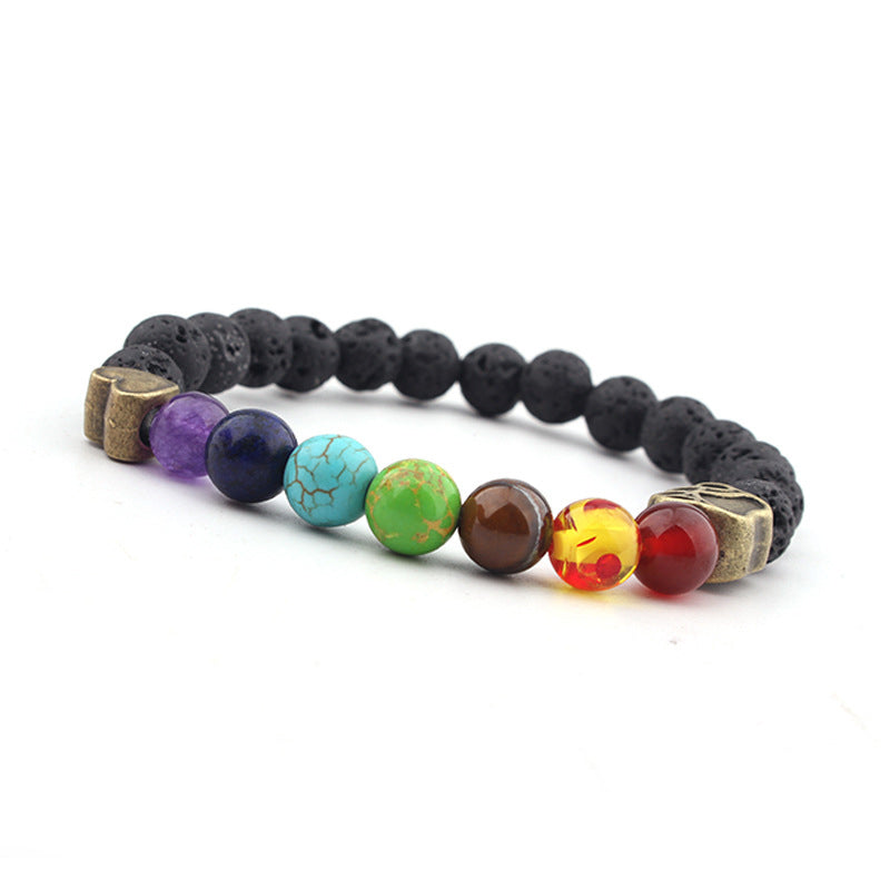 Collier de protection des chakras en pierre de lave Olivenorma