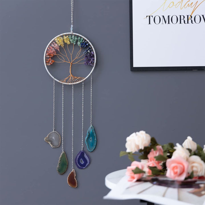 Décoration murale ornementale arbre de vie en agate chakra Olivenorma