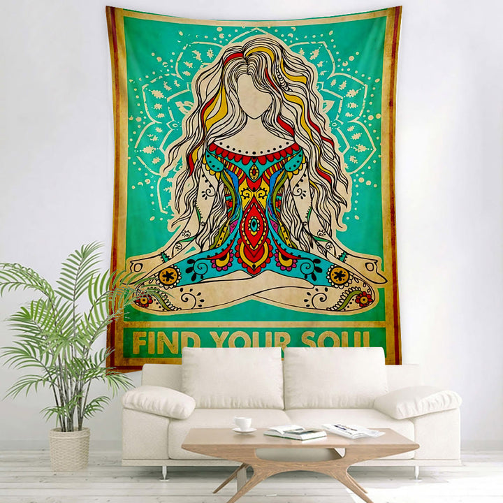 Tapisserie Olivenorma à motifs de chakras pour méditation et yoga
