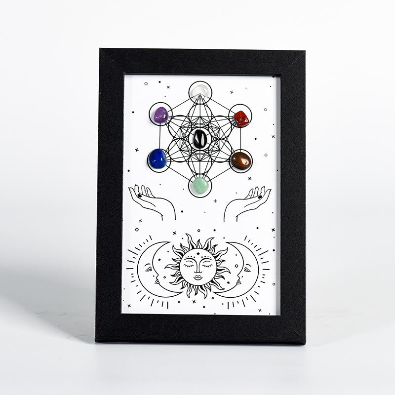 Cadre photo décoratif avec symbole du cube de Olivenorma , chakra, étoiles, lune