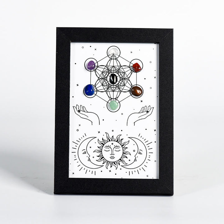 Cadre photo décoratif avec symbole du cube de Olivenorma , chakra, étoiles, lune