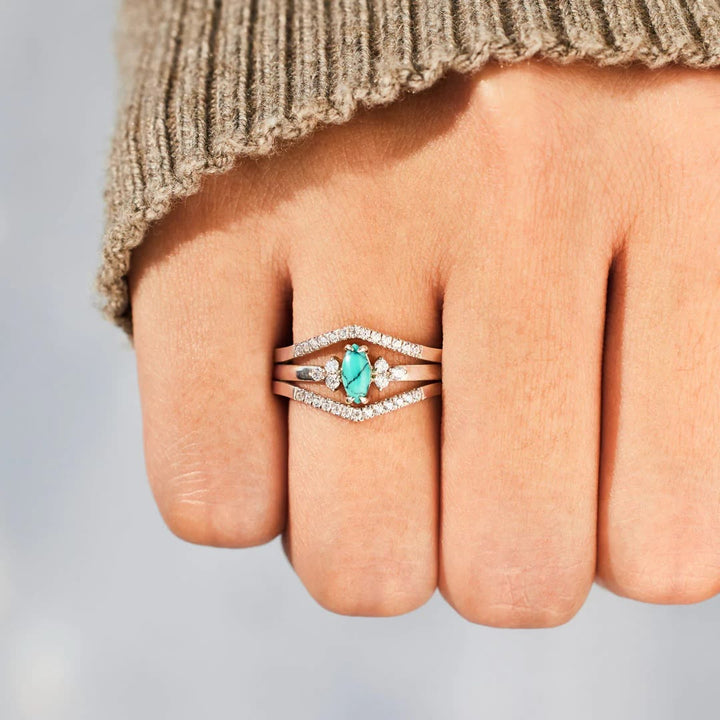 Bague deux pièces turquoise vintage Olivenorma - image 3