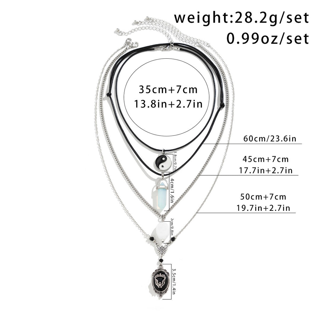 Ensemble de colliers d'Halloween avec pendentif chauve-souris en jade blanc opalite Olivenorma 