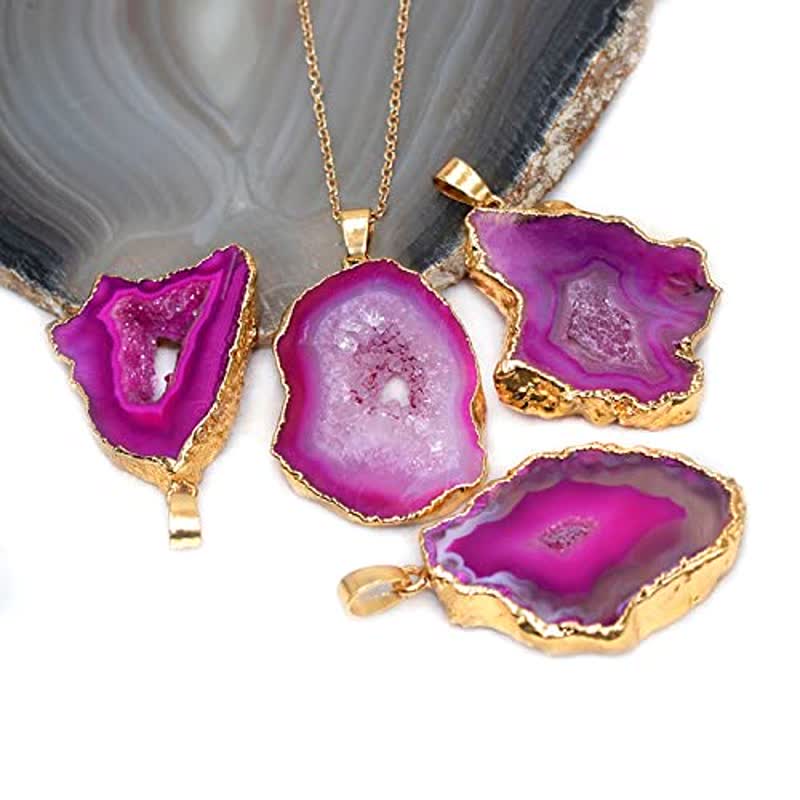 Collier en tranches de cristal brut irrégulier Olivenorma