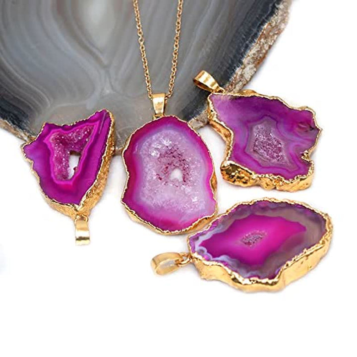 Collier en tranches de cristal brut irrégulier Olivenorma