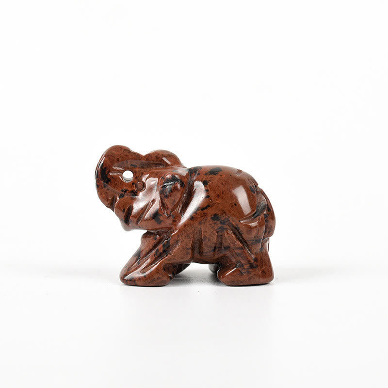 Figurine d'éléphant sculptée Olivenorma 1,5/2 pouces Décoration en pierres précieuses