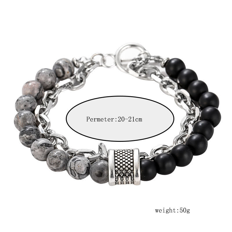 Bracelet pour homme Olivenorma Punk Frosted Stone Combinaison Forme géométrique 