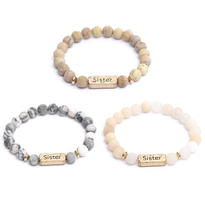 Bracelet gravé avec pierres précieuses naturelles Olivenorma Sister 