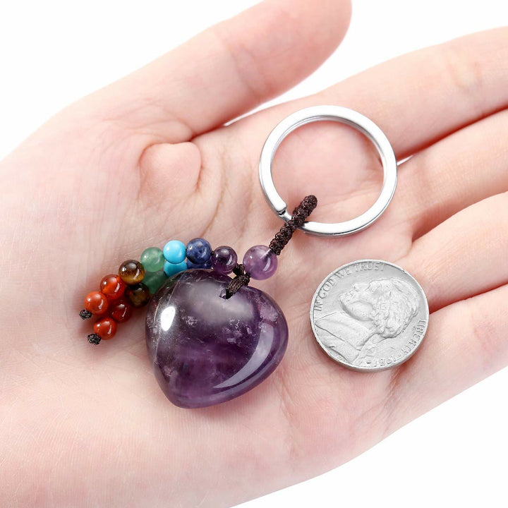 Porte-clés en forme de cœur en cristal naturel Olivenorma