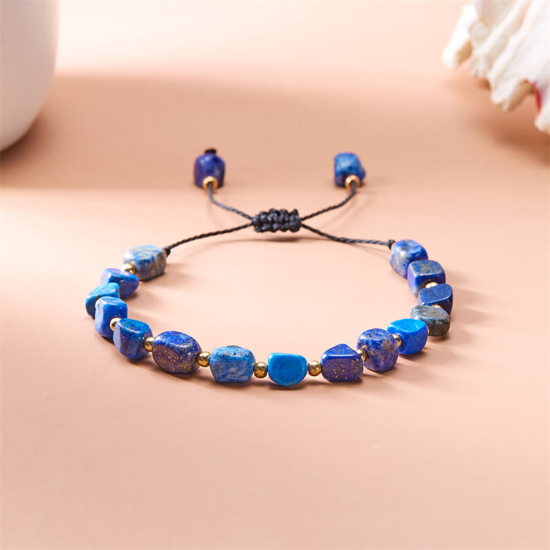 Bracelet tissé à la main en perles de pierre irrégulières naturelles Olivenorma 