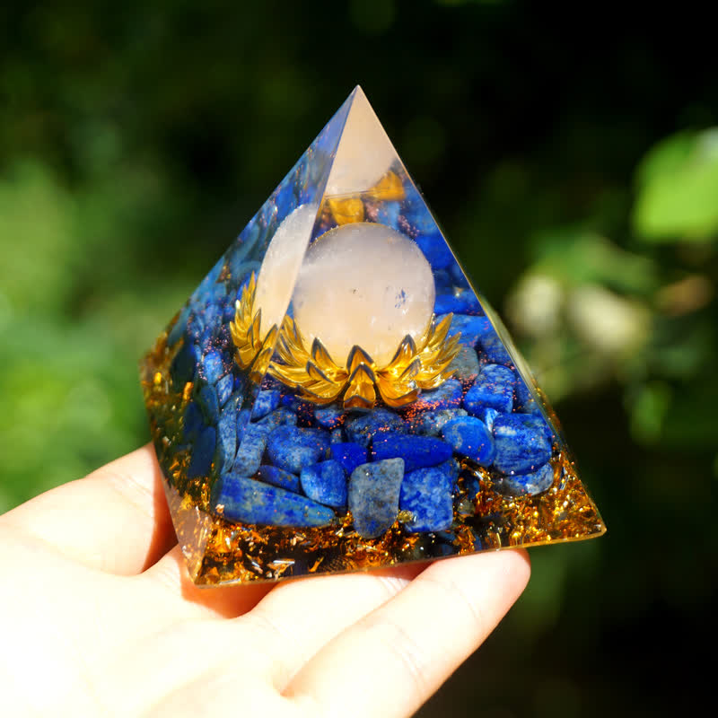 Sphère de quartz rose Olivenorma Lapis Lazuli Lotus Orgone Pyramide
