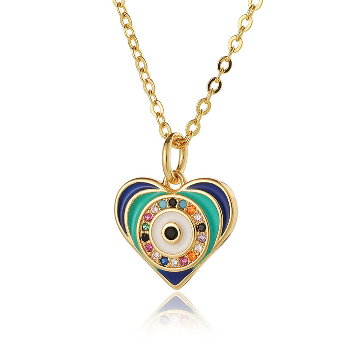 Collier en époxy en forme de cœur avec le mauvais œil Hamsa Olivenorma