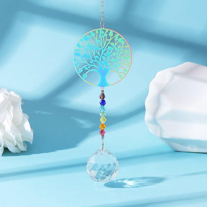 Carillon éolien à suspendre en cristal transparent avec perles chakra Olivenorma 