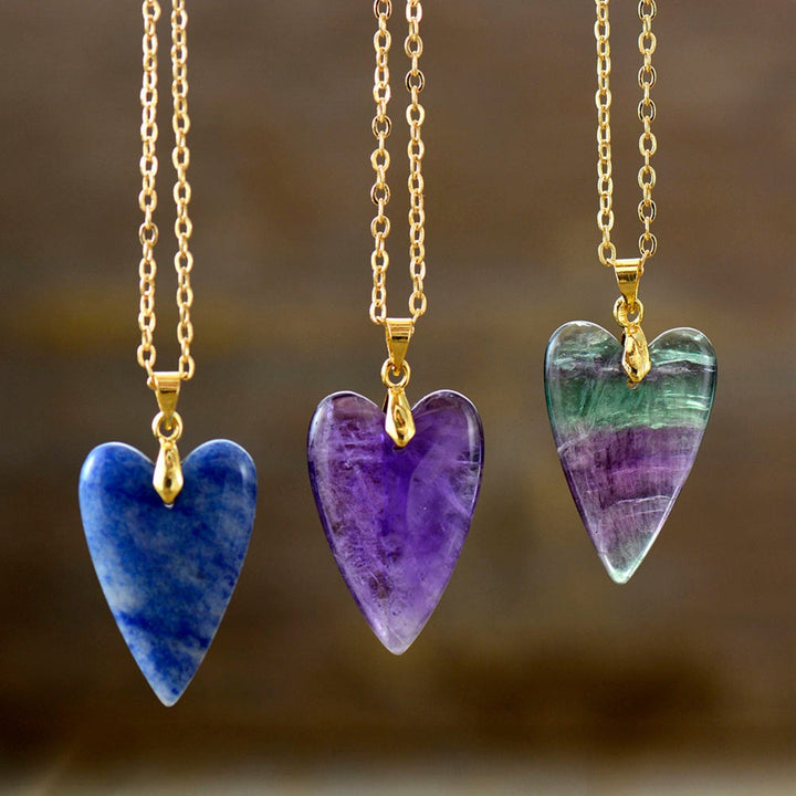 Collier pendentif en forme de cœur en cristal de guérison Olivenorma