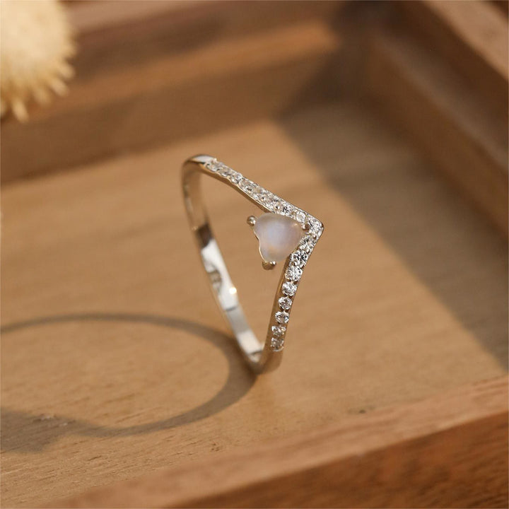 Bague en pierre de lune en forme de cœur Olivenorma