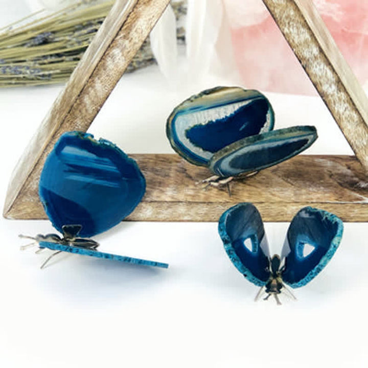 Supports à papillons en agate druzy Olivenorma Décoration en pierres précieuses