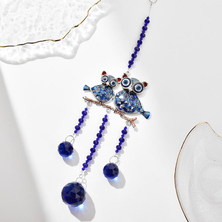 Décoration murale hibou mauvais œil en zircon bleu Olivenorma