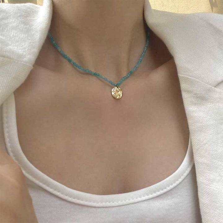 Collier avec pendentif en métal et cristal naturel Olivenorma