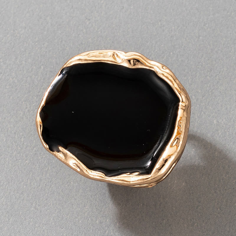 Bague ajustable en résine à bords dorés irréguliers exagérés Olivenorma