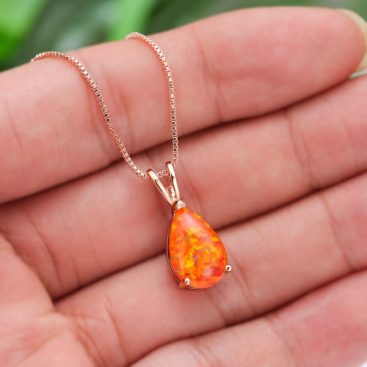 Collier simple avec pendentif en forme de goutte d'eau en opale synthétique Olivenorma