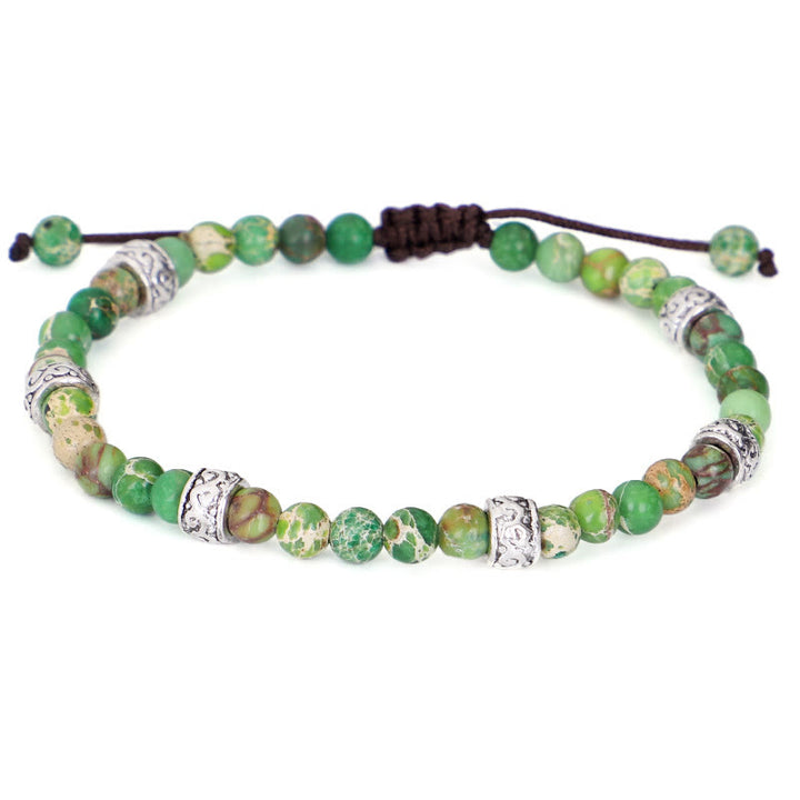 Bracelet tressé en perles de pierre impériale multicolore naturelle Olivenorma 