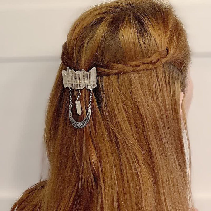 Épingle à cheveux en forme de croissant de lune en cristal transparent Olivenorma