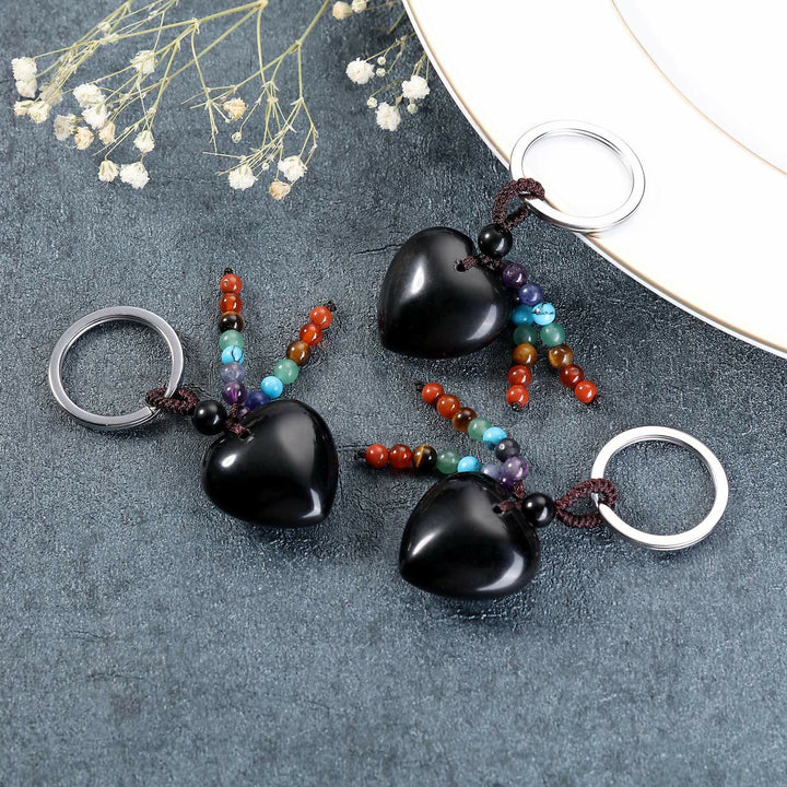 Porte-clés en forme de cœur en cristal naturel Olivenorma