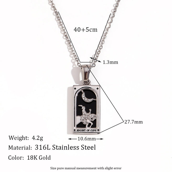 Collier de cartes de tarot en acier inoxydable plaqué or 18 carats Olivenorma 