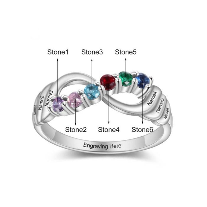 Bague porte-bonheur avec pierre de naissance de 12 couleurs Olivenorma