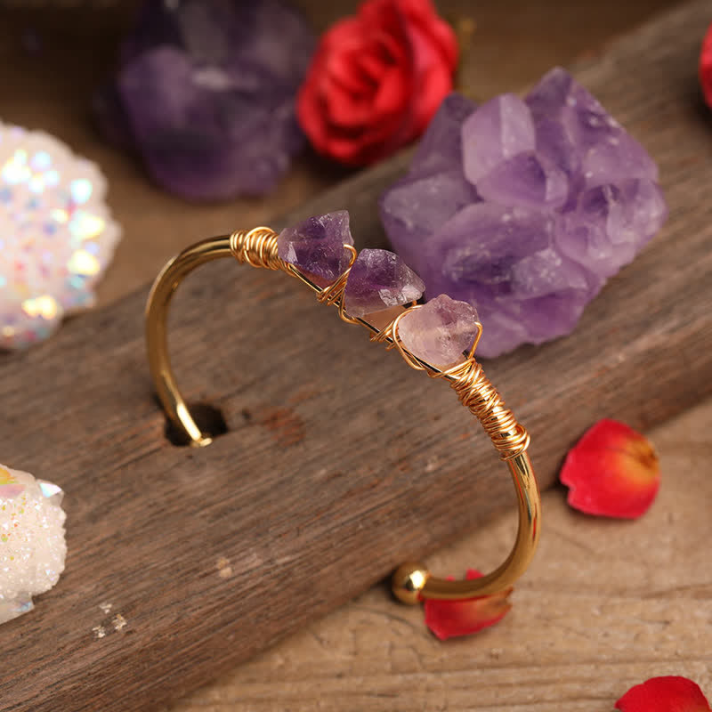 Bracelet vintage en cristal brut et pierres précieuses Olivenorma