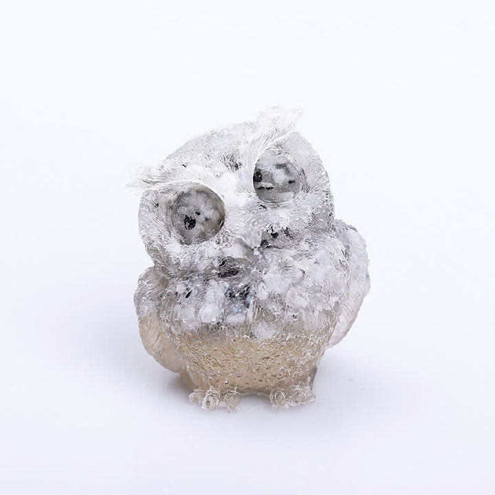 Décoration en pierre précieuse en forme de hibou en résine cristalline naturelle Olivenorma