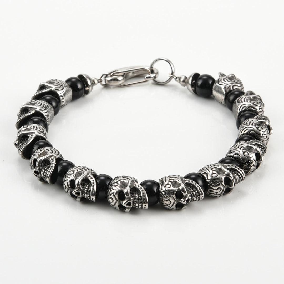 Bracelet Olivenorma en acier inoxydable fait main avec œil de tigre naturel