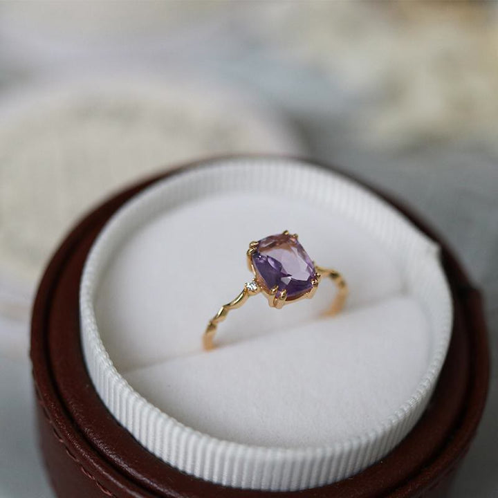 Bague Olivenorma en forme de vague avec cube de sucre en améthyste