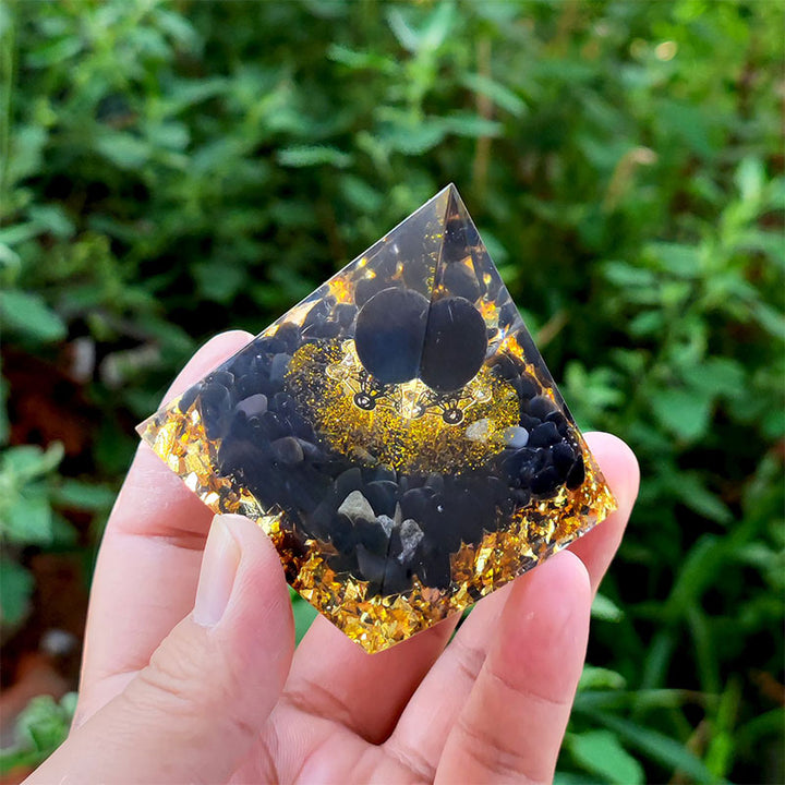 Pyramide d'orgone en obsidienne Olivenorma