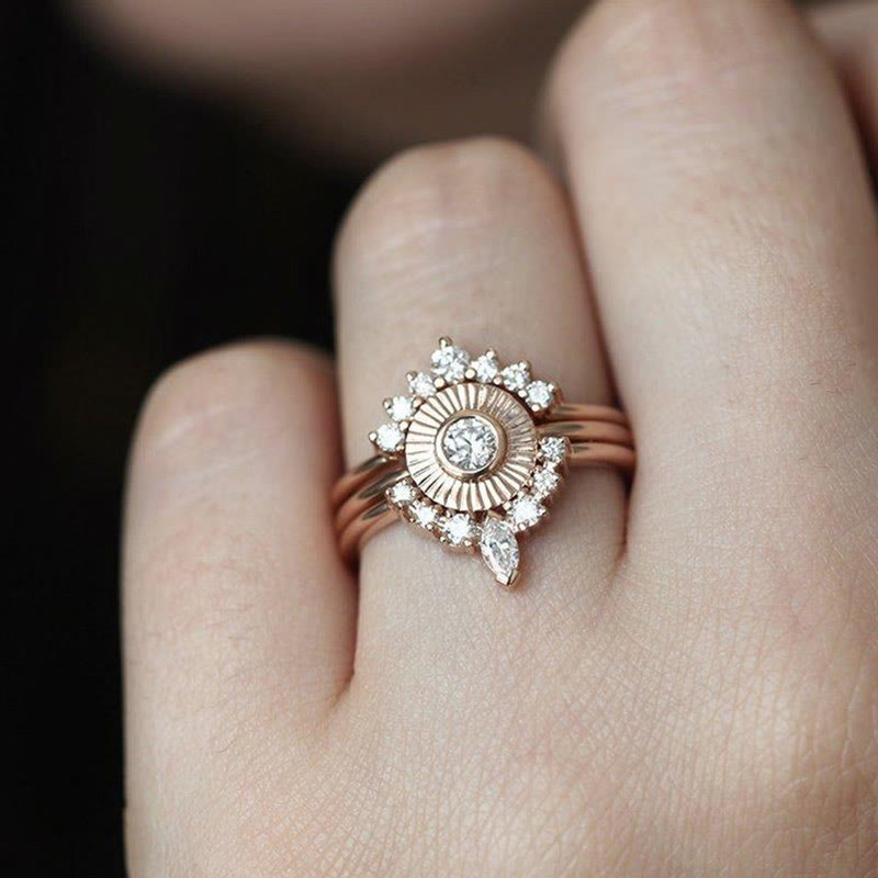 Ensemble de trois bagues Olivenorma Zircon Sunset