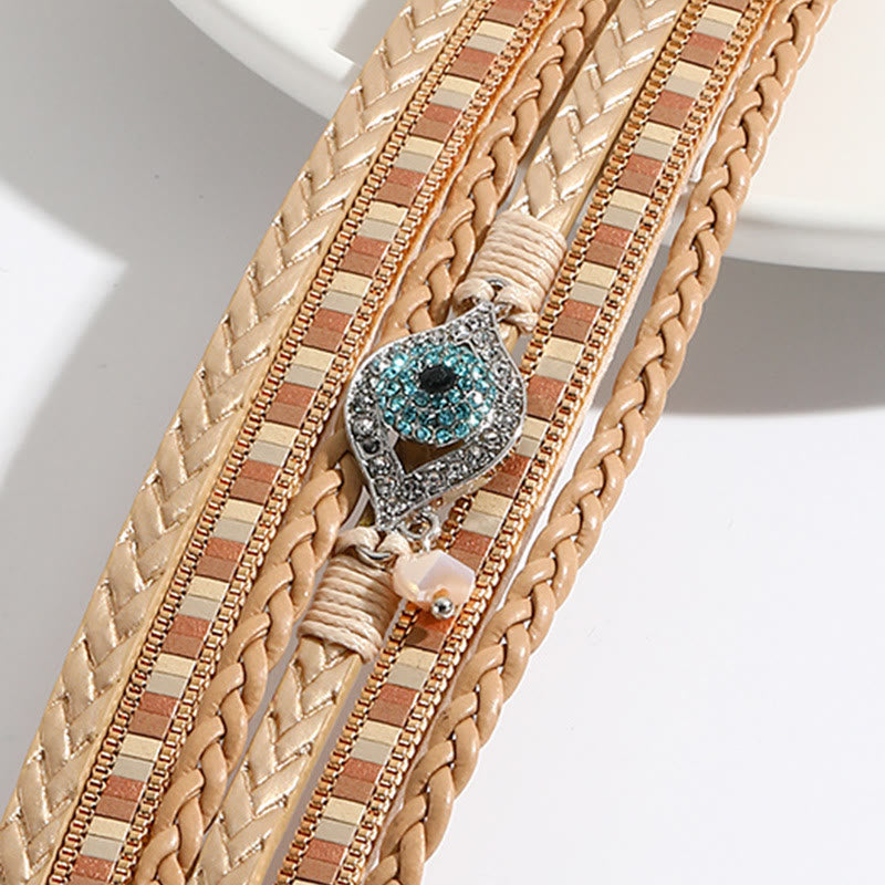 Bracelet Olivenorma en zircon blanc et tourmaline Paraiba avec mauvais œil