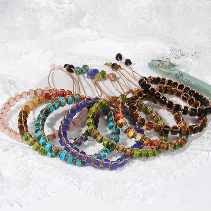 Bracelet tissé en perles de pierre naturelle Olivenorma