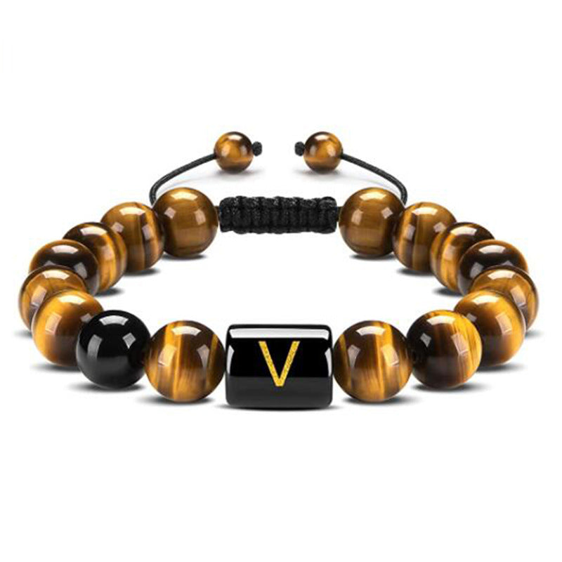 Bracelet de protection lettre œil de tigre - Œil de tigre - V - image 25