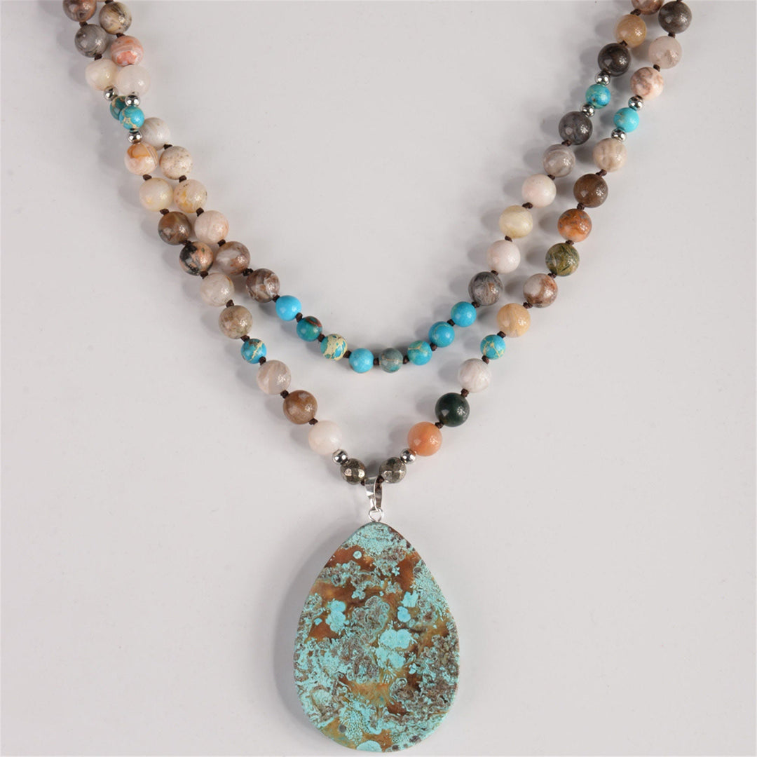 Collier de perles de turquoise africaines naturelles fait main Olivenorma 
